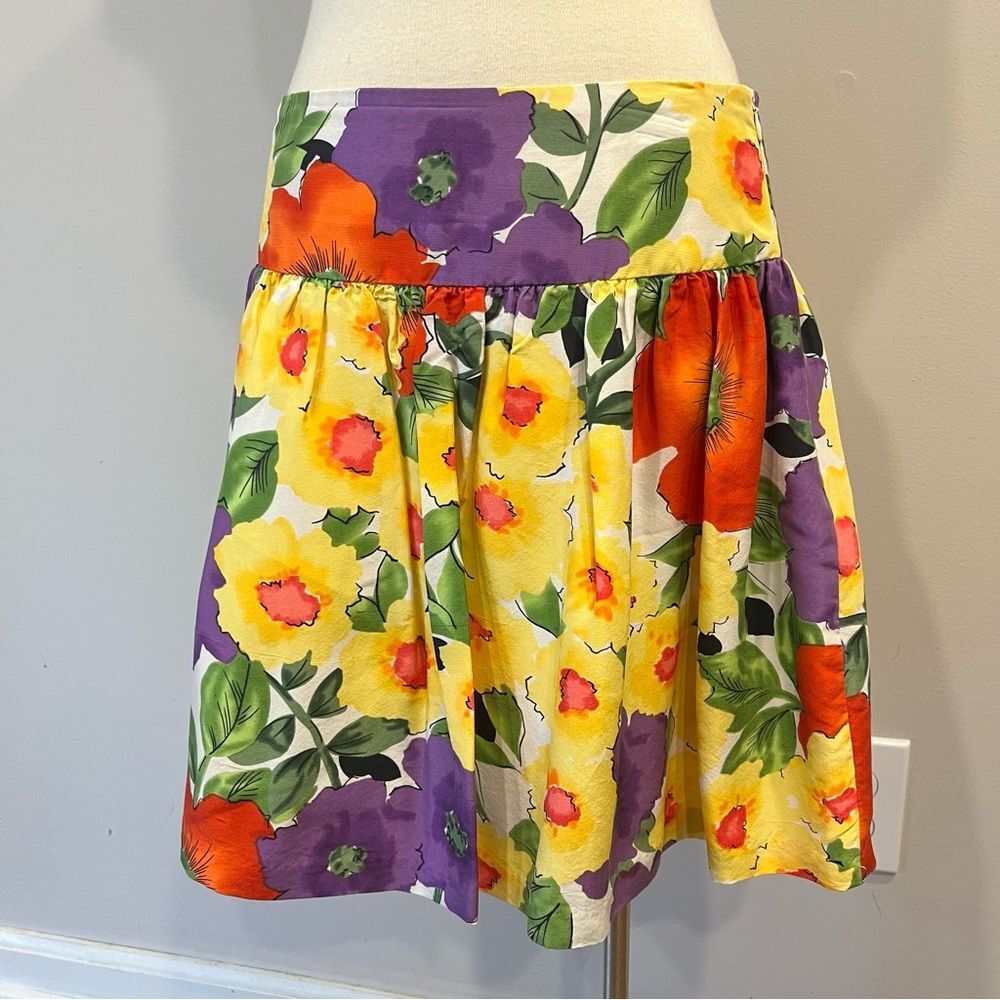 Kensie Bold Watercolor Floral Print Silk Skirt Size 6